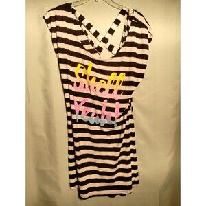 Striped "Shell Yeah!" Graphic Dress – Black & White Beach Cover-Up